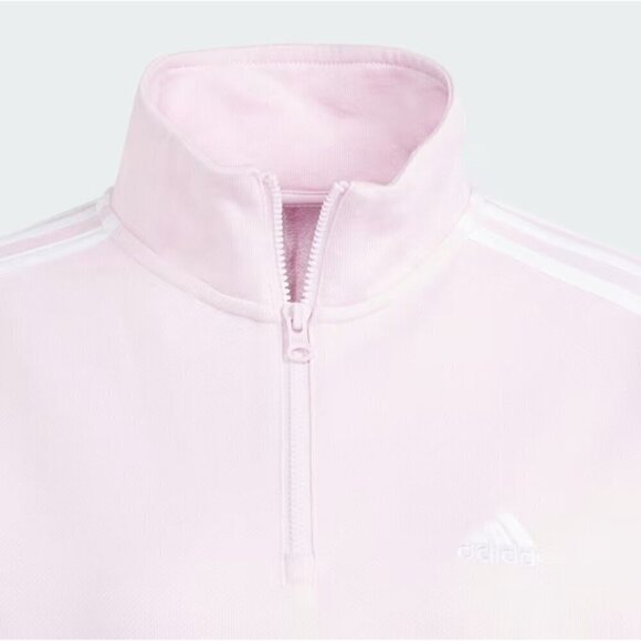 Adidas Women's W 3S FT QZ Light Pink 1/4 Zip Sweater XS NWT - Picture 2 of 7